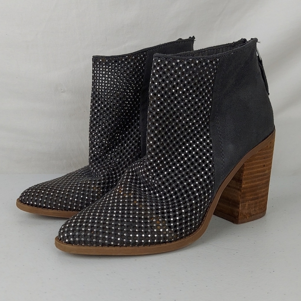 Madden Girl Black Rhinestone Suede Ankle Booties size 7